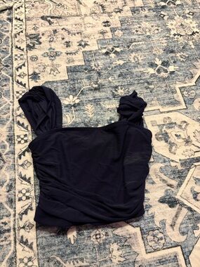 Ruched Navy Square-Neck Camisole